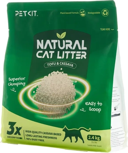 Petkit Natural macskaalom - természetes csomósodó alom macskáknak (4× 2,4 kg)