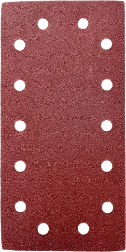 Csiszolólap kivágás 115 × 230 mm, szemcseméret 180, 14 lyuk, tépőzárral (5 db)