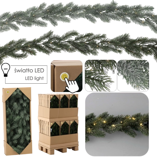 Karácsonyi fenyő girland 180 cm LED világítással