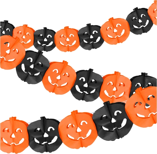 Papír Halloween-girland tökök motívumával, Glimz, 3 m