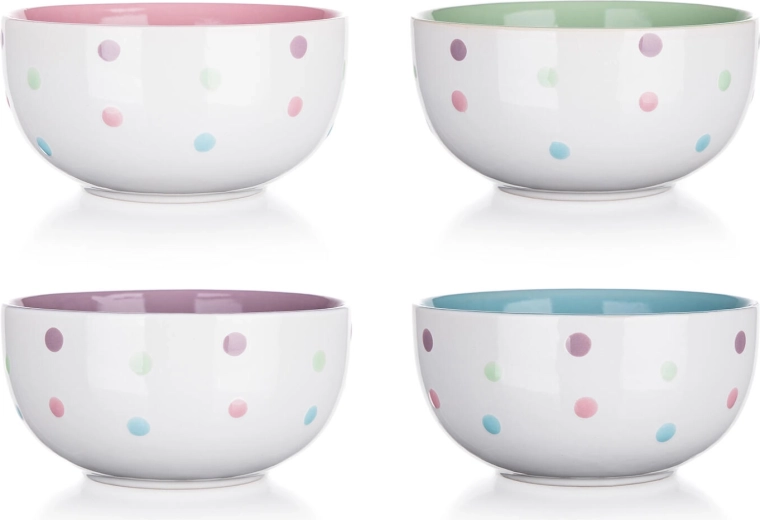 Kerámia pöttyös tál 520 ml, vegyes színek