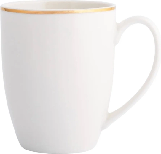 Bella arany vonal porcelán bögre, krémszínű, 400 ml