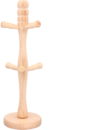 Bögretartó állvány fa talppal, 6 férőhelyes