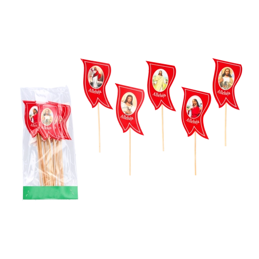 Húsvéti papír zászlócskák kosarak és ételek díszítéséhez, 20 darabos készlet