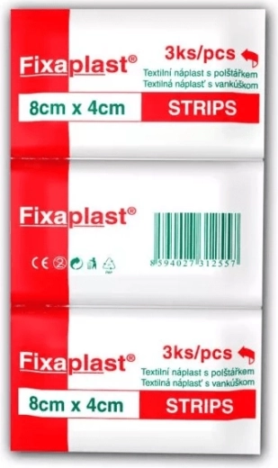 Fixaplast Strip textil sebtapasz 8 × 4 cm, 3 db