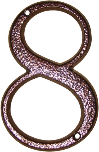 Házszám 8 barna cinkből, magasság 117 mm