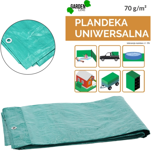 Zöld ponyva 2 × 3 m, 70 g/m², UV 3%, laminált ringlikkel