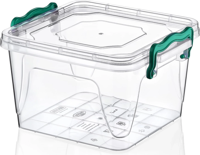 Műanyag négyzet alakú doboz 1,2 l fedővel