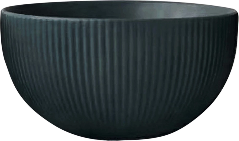 KITCHISIMO kerámia tál 320 ml, bordázott, sötétzöld