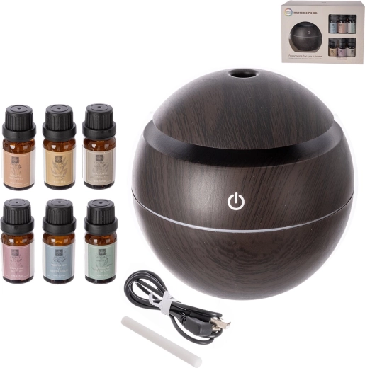 Elektromos aroma diffúzor barna USB-s + 6× illat 10 ml
