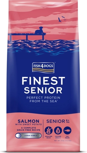 Fish4Dogs száraztáp nagytestű idős kutyáknak lazaccal és édesburgonyával 6 kg