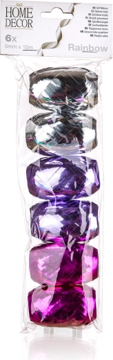 Szivárvány ajándékkötöző szalagok, színkeverék, 10 m, 6 db