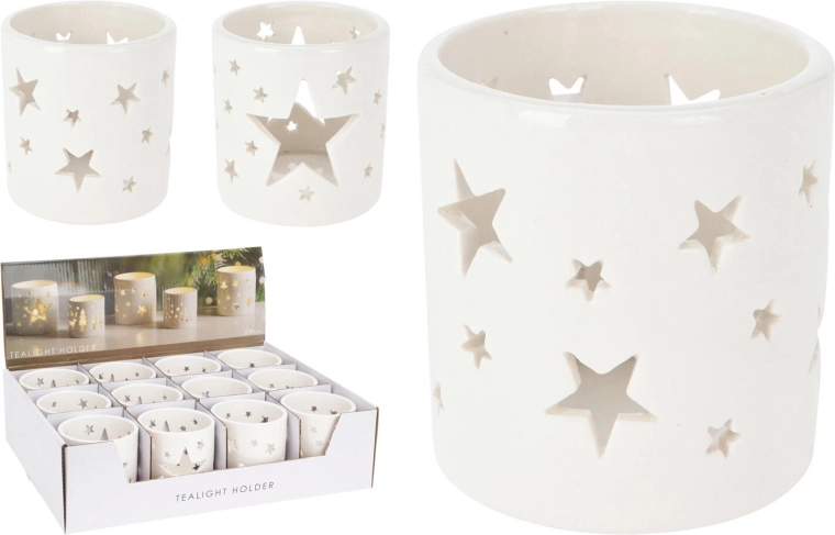 Fehér porcelán mécsestartó teamécseshez, 7,5 × 8 cm