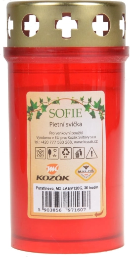 Sírgyertya 12 cm fedéllel – paraffinos (fehér/piros)