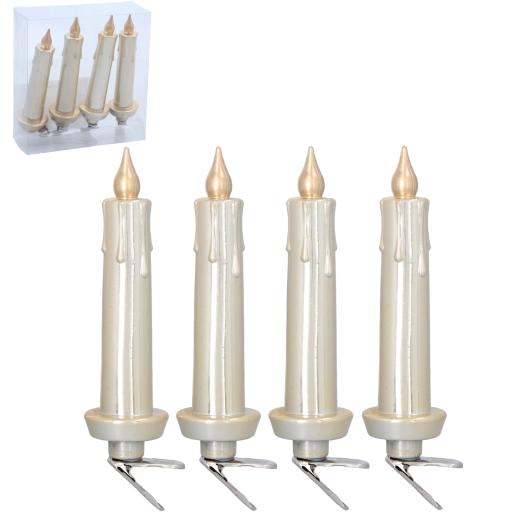 11 cm-es csíptetős karácsonyi gyertyadísz készlet – tartós műanyag díszek a fára