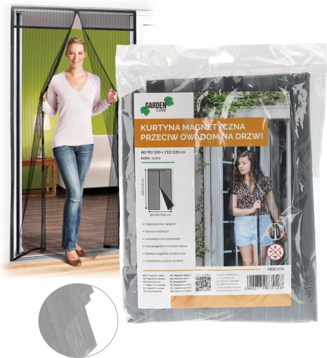 Mágneses szúnyogháló ajtóra, szürke
