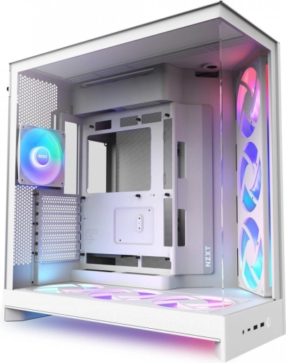 NZXT H9 Flow RGB+ fehér ATX mid-tower ház ablakos kivitelben