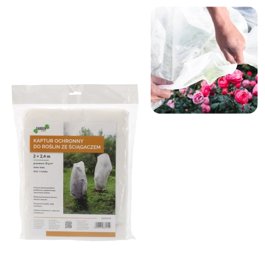 Téli növényvédő takaró húzózsinórral, 2 × 2,4 m, 30 g, fehér