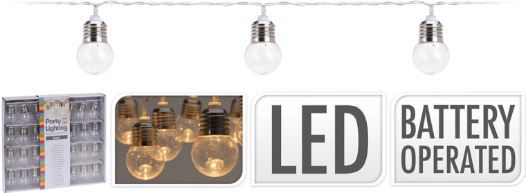 Fényfüzér izzók 4 cm, 4,5 m, 30 LED, meleg fehér