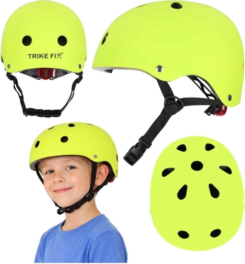 Trike Fix gyermek kerékpáros sisak LED-del, állítható, S méret 48–54 cm, világoszöld