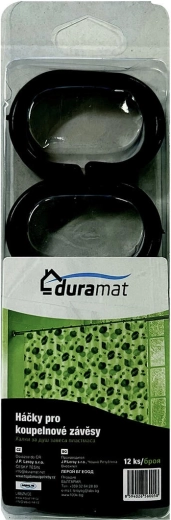 Fürdőszobai zuhanyfüggöny kampók, fekete, 12 db