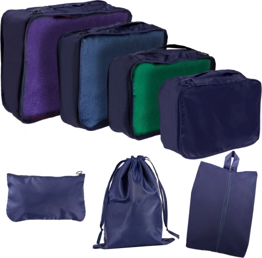 Utazási rendszerezők bőröndbe – 7 darabos szett, vízálló táskák és cipőzsák – Gránátvörös