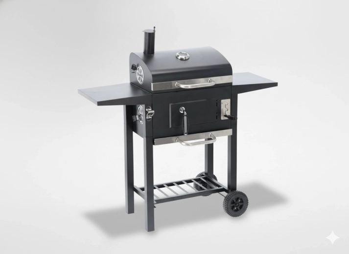 Inferno kerti faszenes grill fedéllel, hőmérővel és kerekekkel