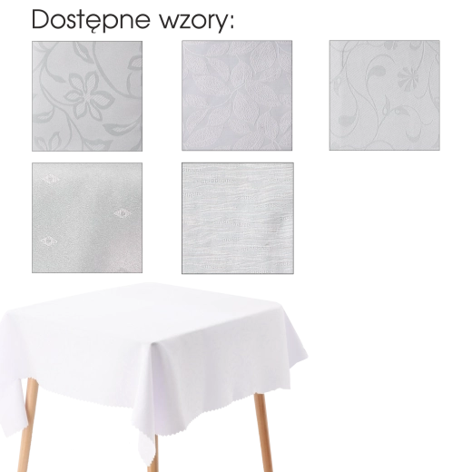 Fehér, téglalap alakú poliészter abrosz, 130 × 180 cm