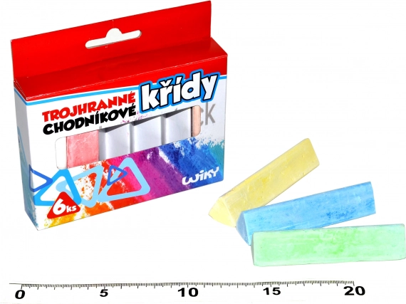 Háromszögletű színes járdakréták, 6 db