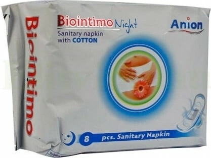 Biointimo Anion éjszakai intim betétek szárnyakkal, 8 db