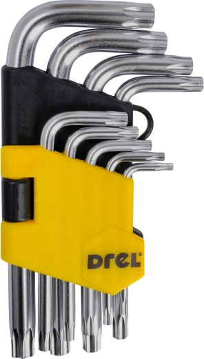 Torx imbuszkulcs készlet T10–T50, 9 darabos, S2 acél, DREL