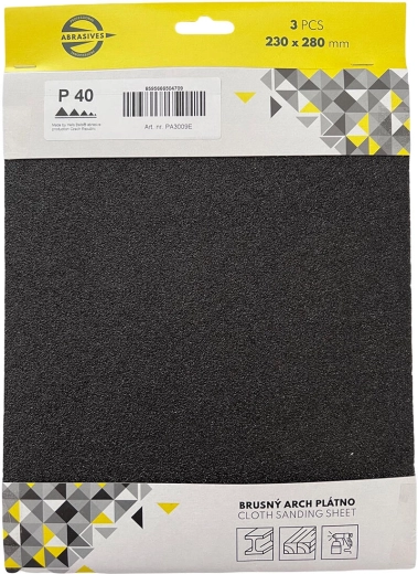 Csiszolóvászon fémhez és fához, szemcseméret 50, 230 × 280 mm (3 db)