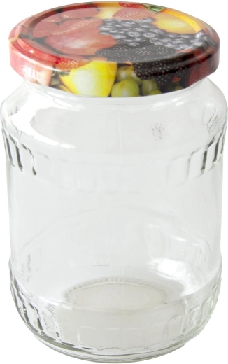 370 ml-es befőttes üveg TWIST 66 gyümölcs mintás tetővel, 8 db