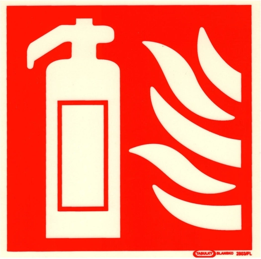 Öntapadó tábla – tűzoltó készülék szimbólum 148 × 148 mm