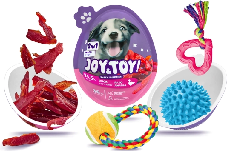 Joy&Toy meglepetéstojás kutyáknak – puha kacsás jerky és játék