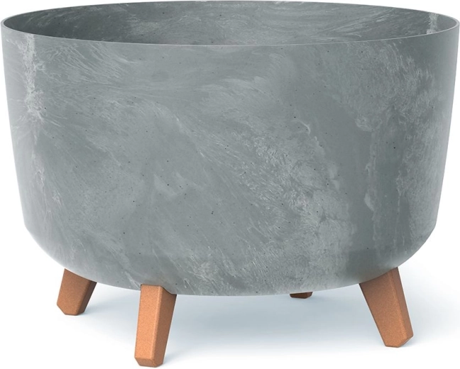 Betonhatású virágcserép lábakkal, 33,9 cm – szürke
