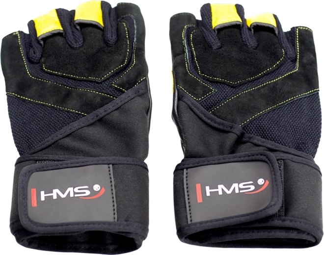 HMS fitnesz kesztyű csuklópánttal, sárga – M