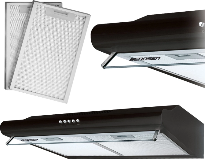 Alsószekrénybe építhető konyhai páraelszívó 60 cm BERDSEN BE-10A fekete