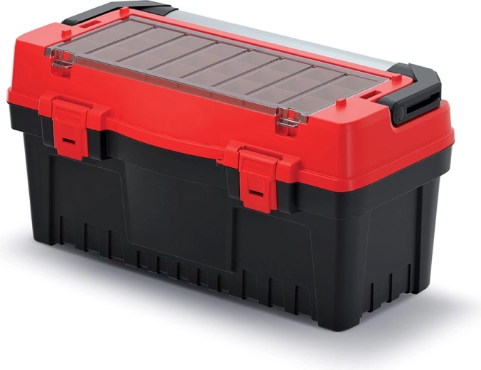 Szerszámos koffer fém fogantyúval EVO, 594 × 288 × 308 mm, piros