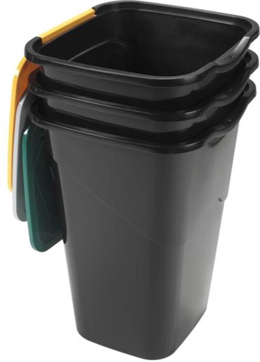 HEIDRUN műanyag szelektív hulladékgyűjtő kukák 3×50 l, 3 darabos készlet