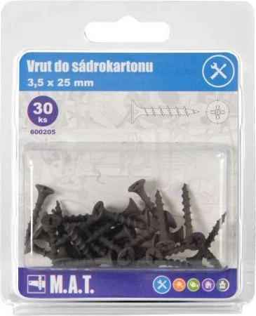 Gipszkarton csavar 3,5 × 25 mm, durva menettel, foszfátozott (30 db)