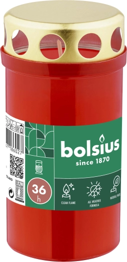 Temetői gyertya piros 36 ó, 13 cm