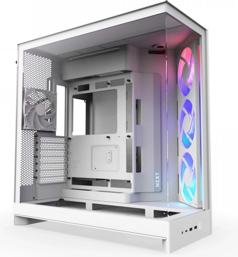 NZXT H9 Flow RGB Midi Tower számítógépház ablakkal, fehér