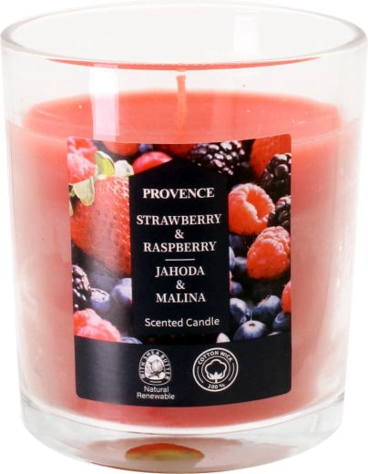 Illatgyertya üvegben eper és málna 7 × 8 cm