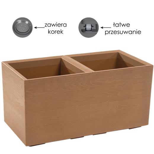 Karo Eco Wood virágláda 80 × 40 × 40 cm, természetes fa