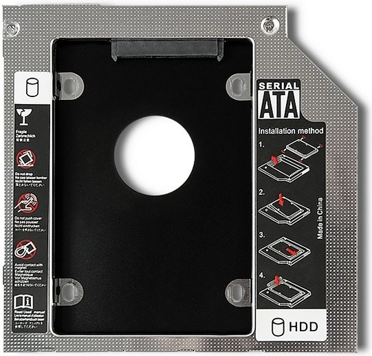 Qoltec keret második 2,5"-os HDD/SSD meghajtóhoz laptopba, 9,5 mm