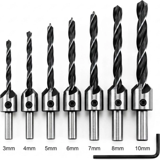 Faipari süllyesztőfúró-készlet, 3–10 mm