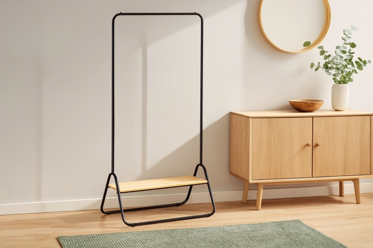 Álló ruhafogas polccal, fém loft 80 × 44,5 × 146 cm