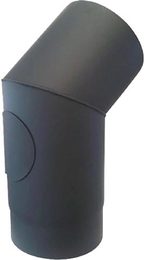 Füstcső könyök nyílással 200 mm, 45°, acél 1,5 mm, fekete