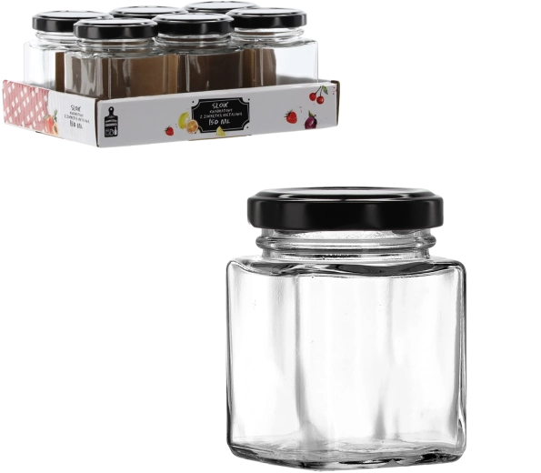 150 ml-es négyzet alakú üveg fém fedéllel